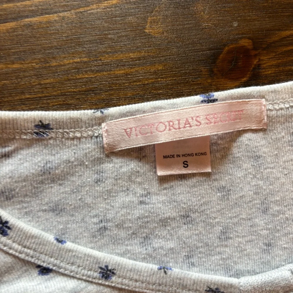 Victoria’s Secret Pajama Set Grey Blue Ditsy Floral 100% Cotton Cozy Sleepwear S - Picture 7 of 10